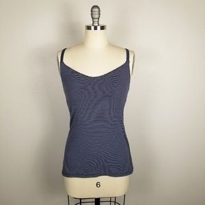 Outdoor Voices Athleisure Striped Navy/Gray Tank Top with Shelf Bra Sizs Medium